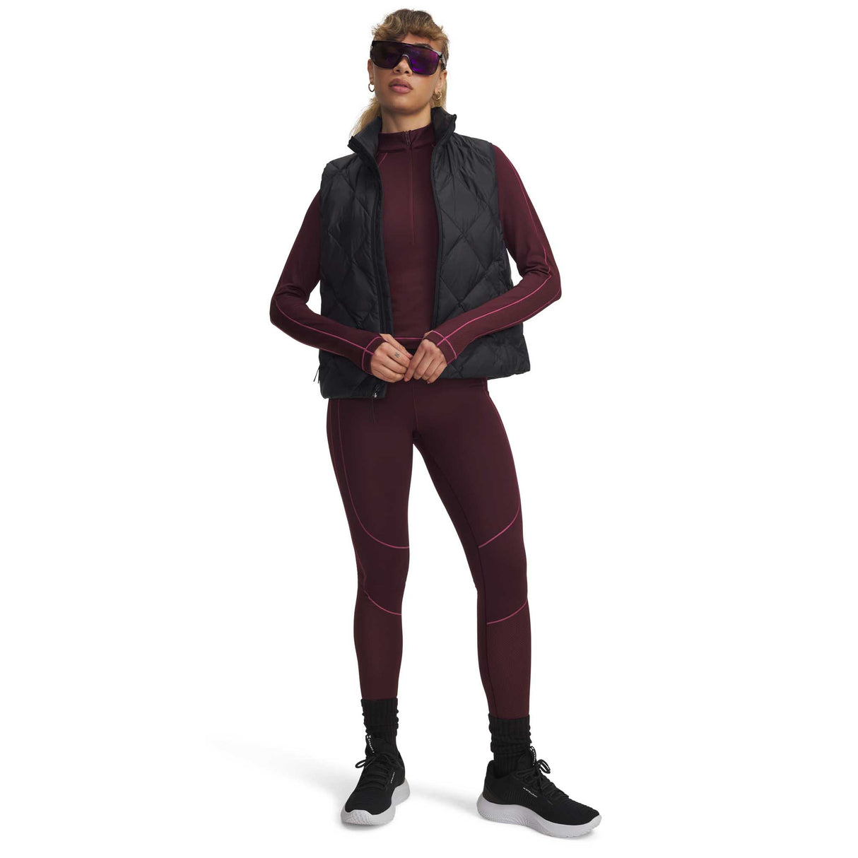 Under Armour ColdGear 1/2 Zip chandail femme - Dark Maroon / Fuchsia Dusk / Metallic Silver