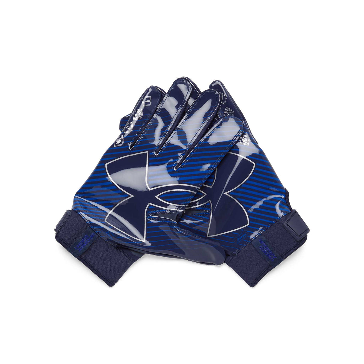 UA F9 Nitro gants de football américain paume - Midnight Navy / Midnight Navy / Metallic Silver