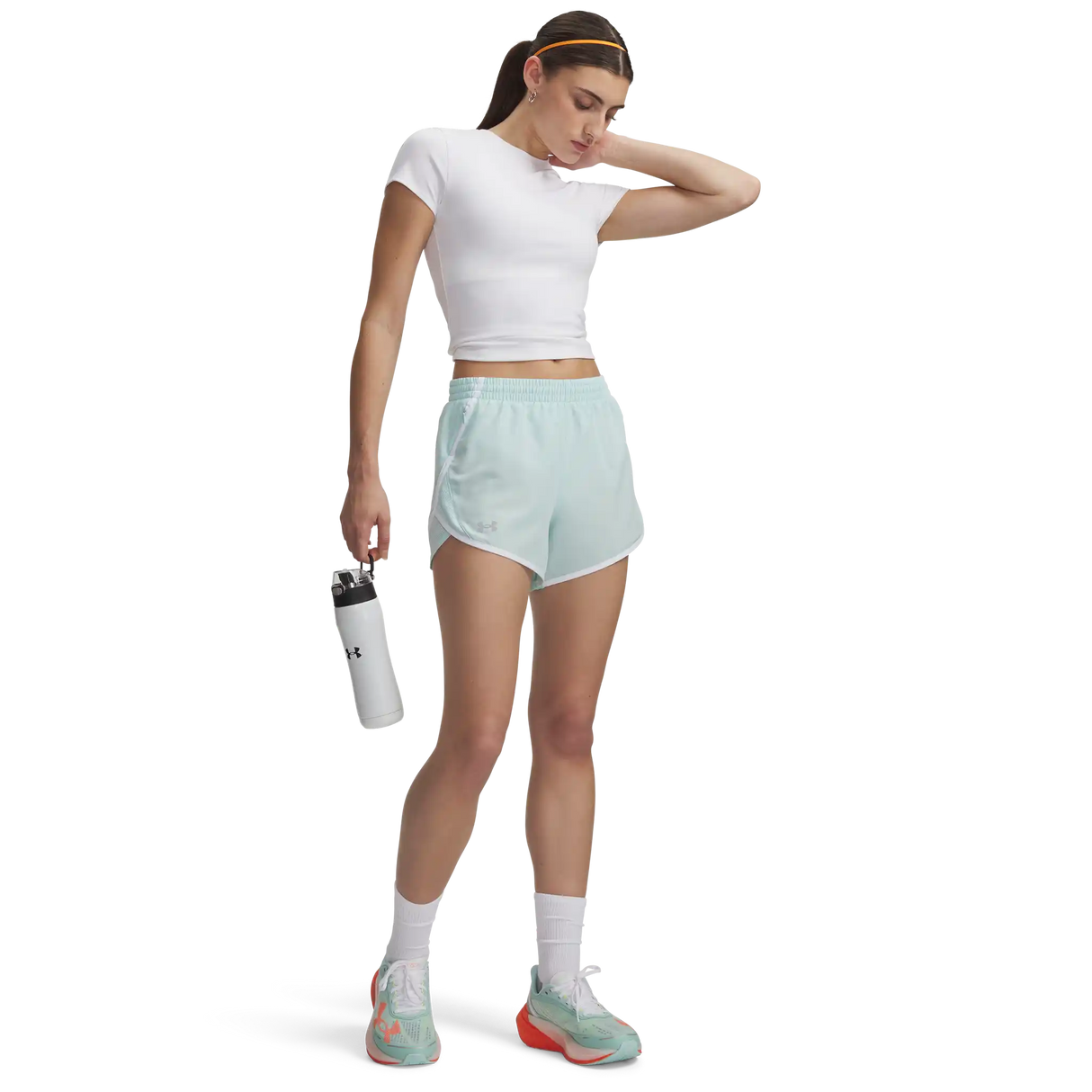 Under Armour UA Fly-By short 8 cm (3 po) pour femme- Refresh Mint AFS - Deprecated / White / Reflective