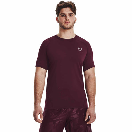 UA HeatGear Armour Fitted T-shirt à manches courtes pour hommes - Dark Maroon