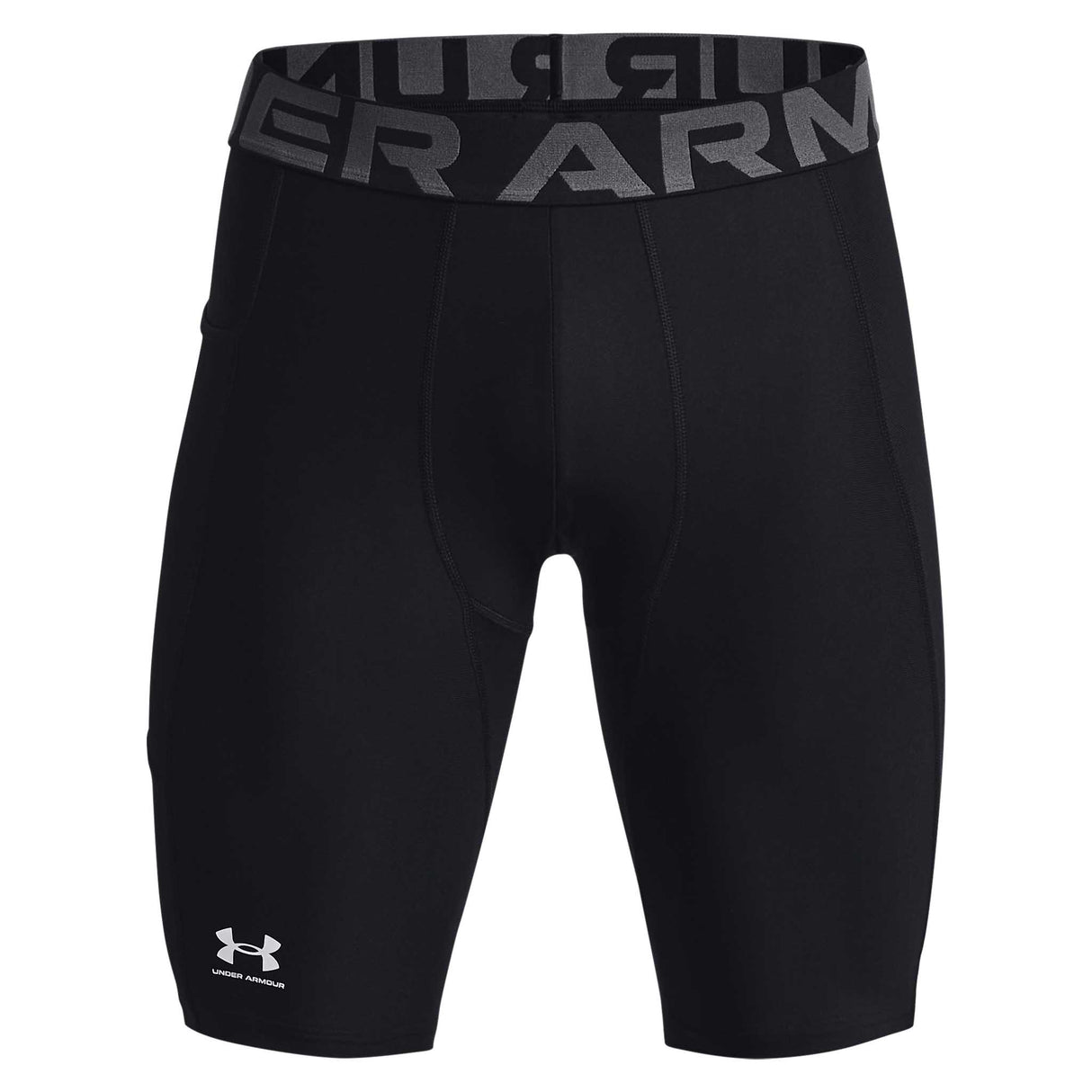 UA HeatGear Shorts 9 po avec poche pour homme - Noir / Blanc