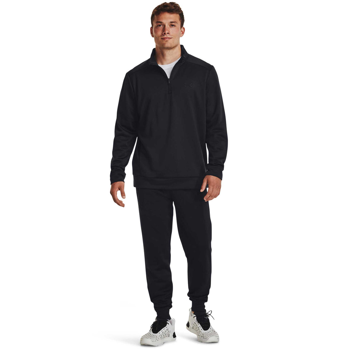 UA Armour Fleece 1/4 Zip haut pour homme face - Noir / Noir