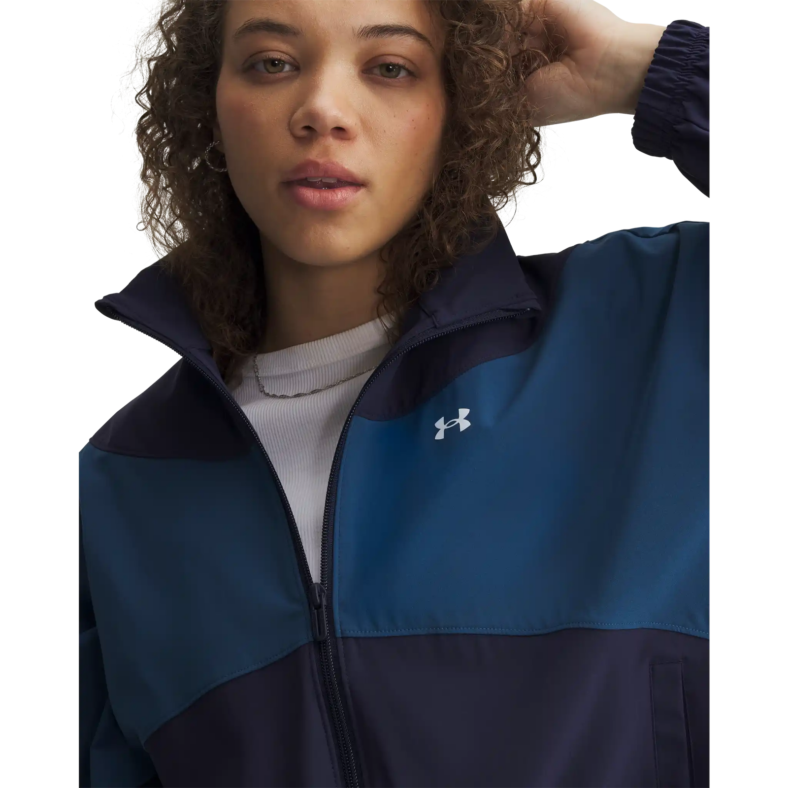 Under Armour Rival Jacket femme - Wham Blue / Midnight Navy / White