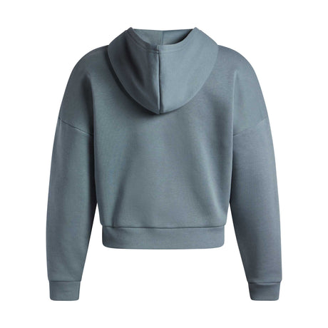 Under Armour Rival chandail à capuchon en molleton passepoilé femme dos - Jasper Blue / Blanc