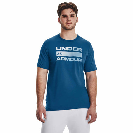 UA Team Issue - Haut à manches courtes avec inscription pour homme - Bleu Varsity