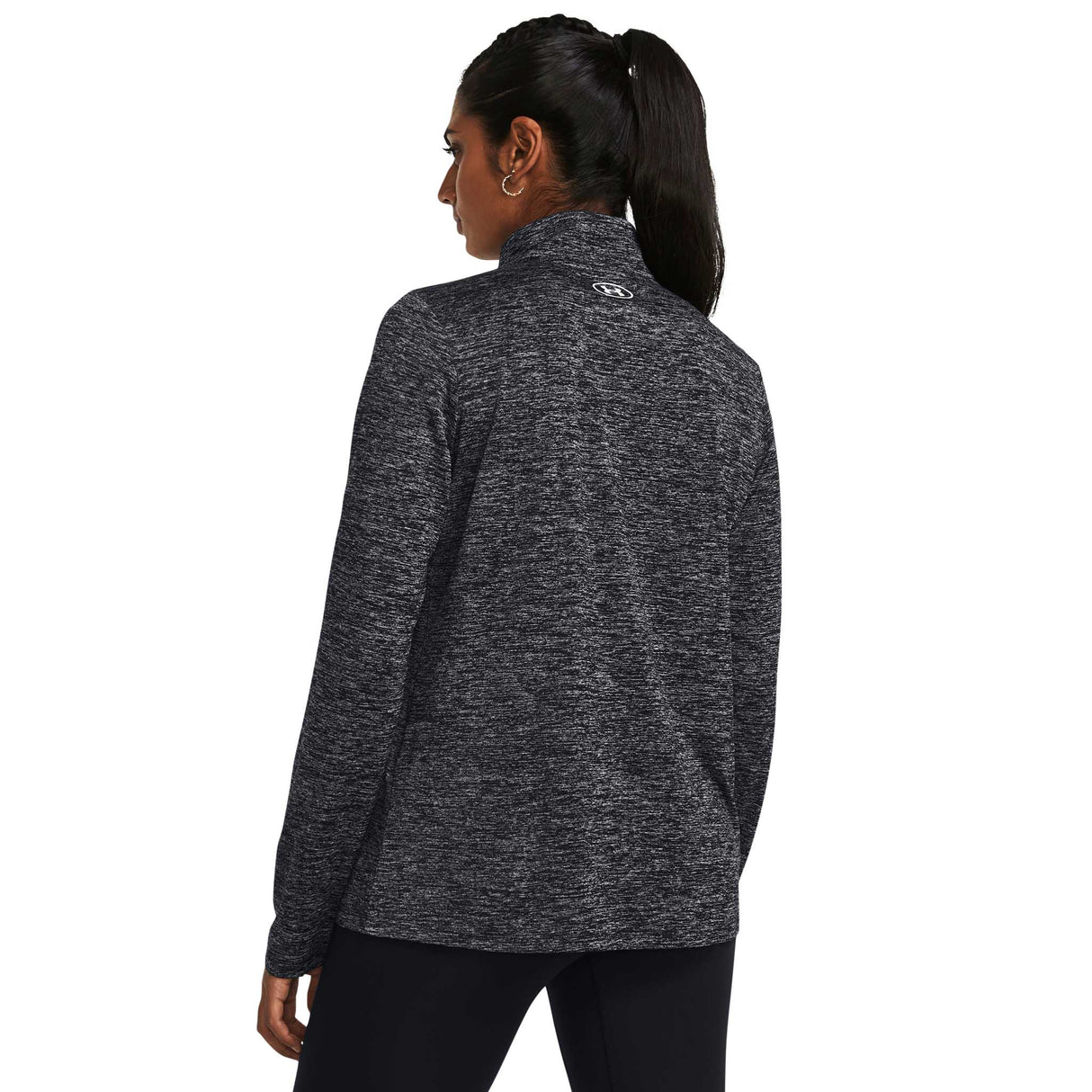 Under Armour Tech Half Zip Twist chandail de course manches longues femme dos - Noir / Blanc