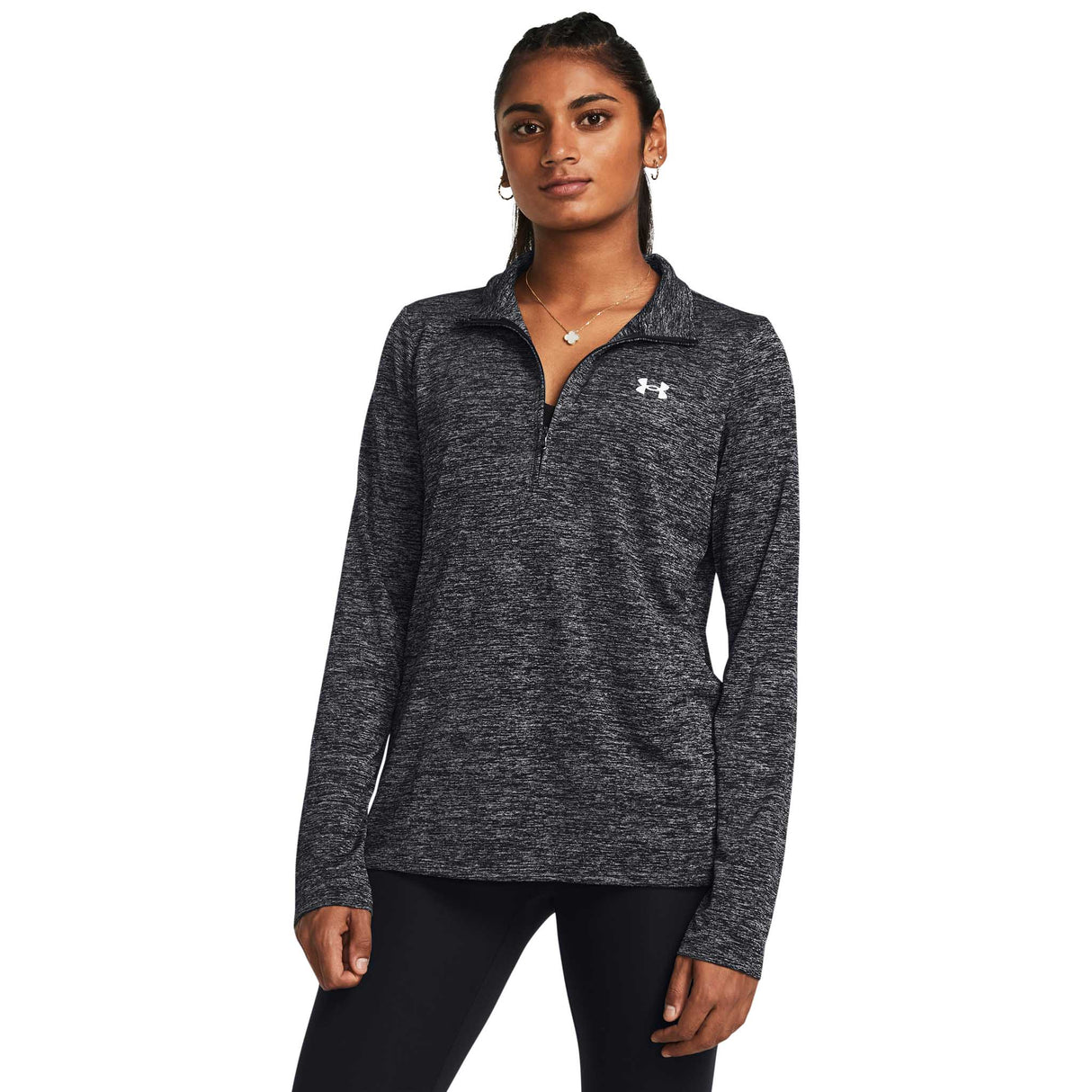 Under Armour Tech Half Zip Twist chandail de course manches longues femme - Noir / Blanc