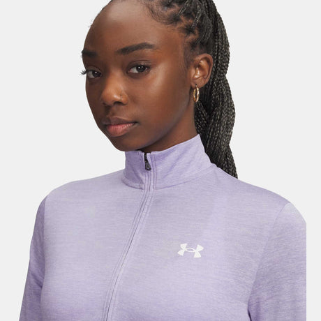 Under Armour Tech Half Zip Twist chandail de course manches longues femme - Transparent / White
