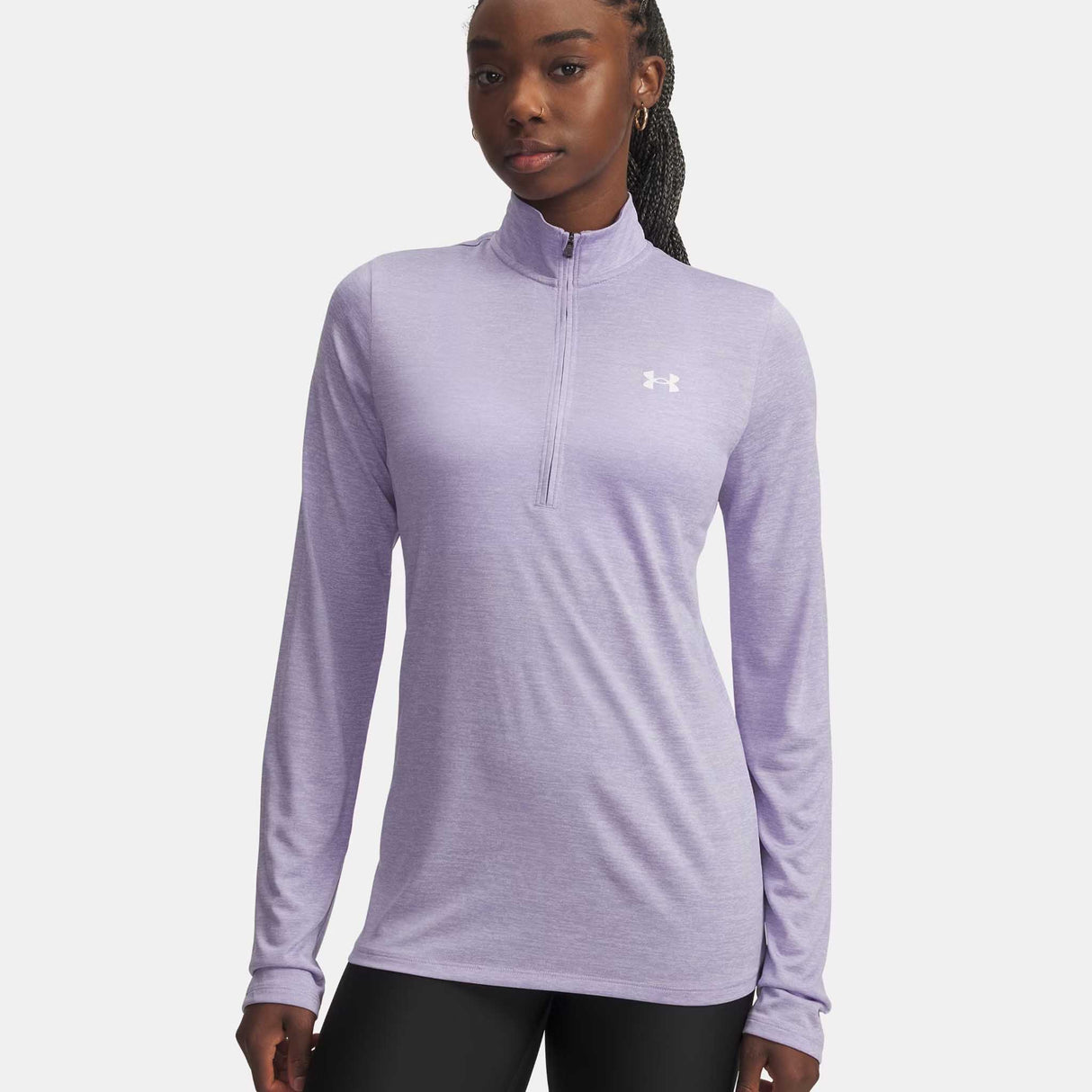 Under Armour Tech Half Zip Twist chandail de course manches longues femme - Transparent / White