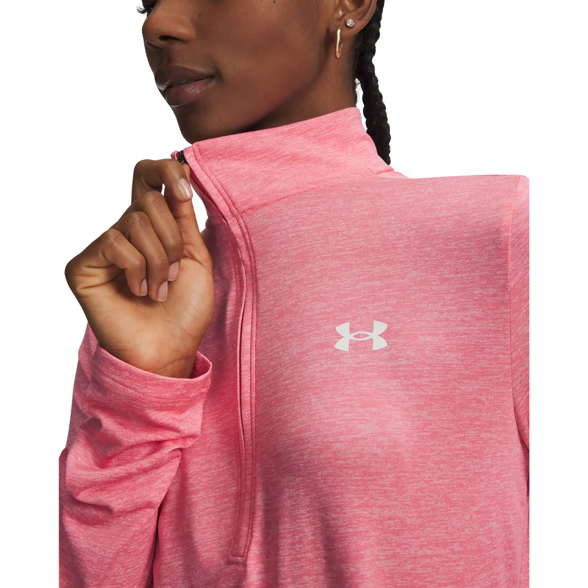Under Armour Tech Half Zip Twist chandail de course à pied pour femme - Bittersweet Pink / White