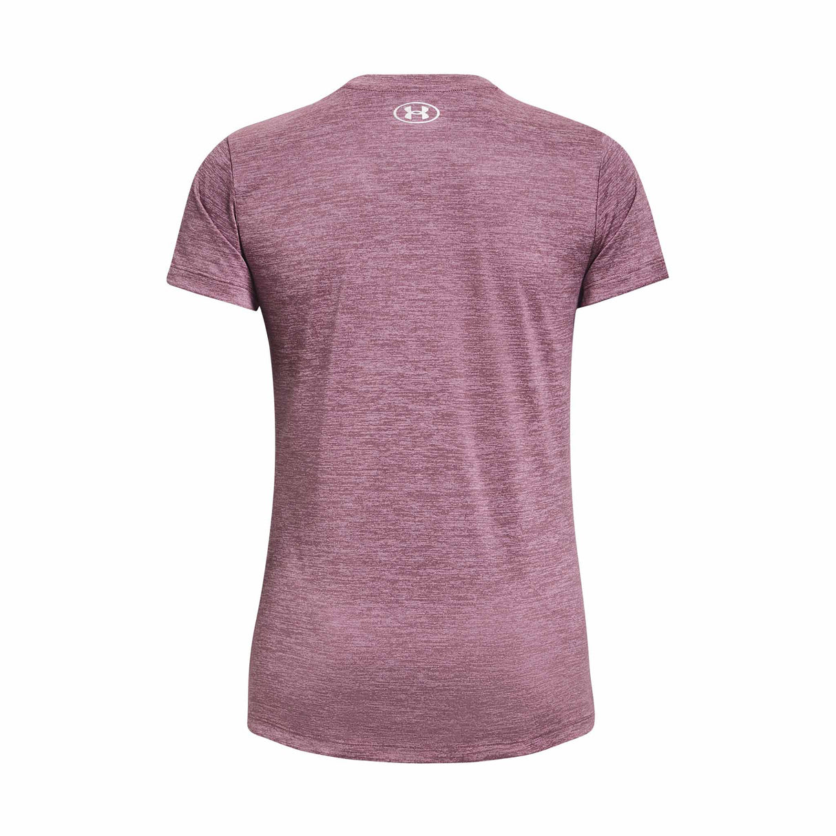 UA Tech Twist T-shirt col en V femme dos- Pourpre brumeux/ Blanc / Argent métallique
