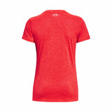 UA Tech Twist T-shirt col en V femme dos -Bêta / Grenade / Argent métallique