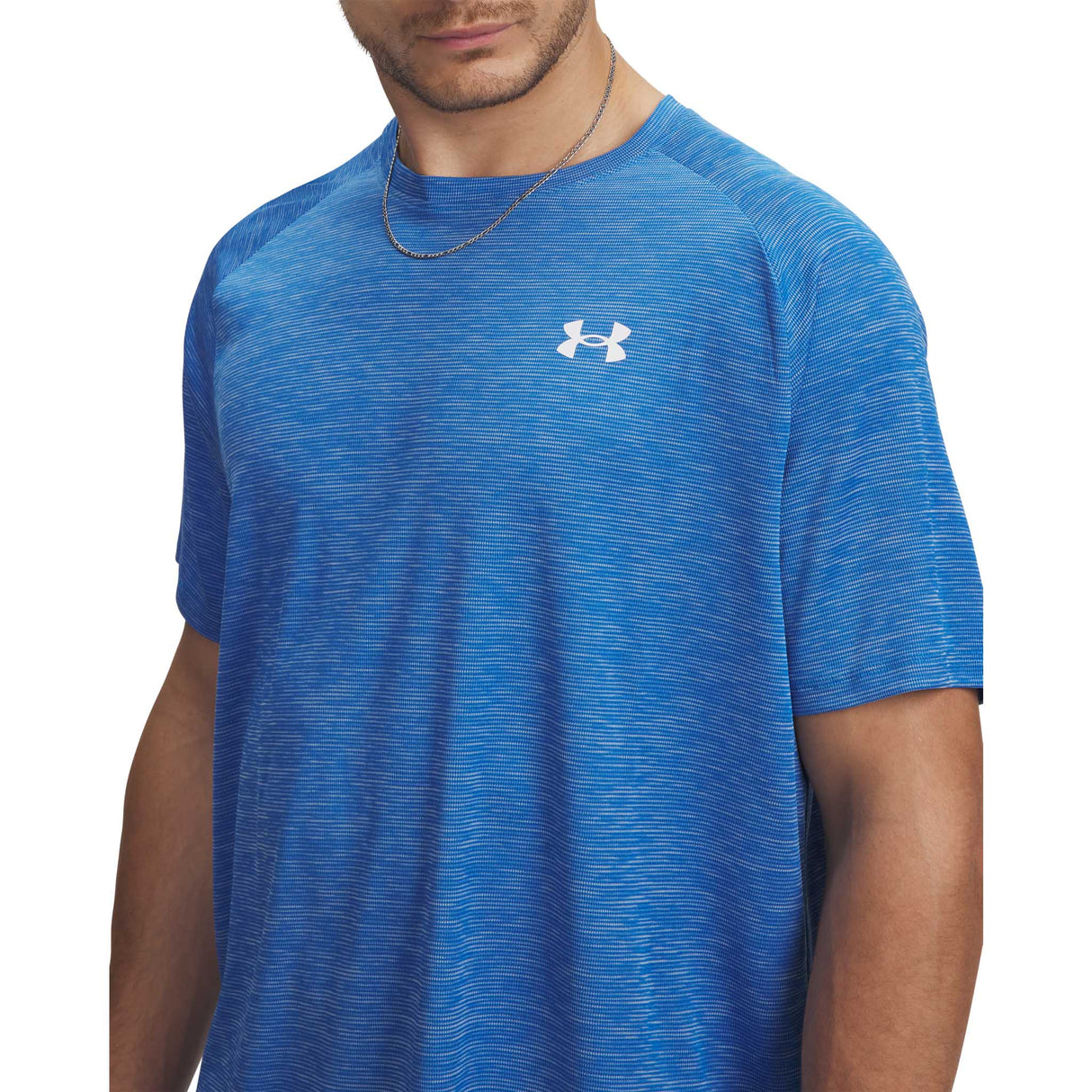 Under Armour Tech T-shirt sport homme details - Atlantis Blue / White