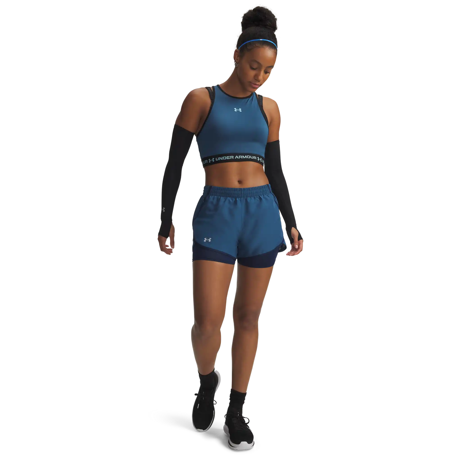 UA Fly-By short 2-en-1 pour femme - Wham Blue / Academy Reflective