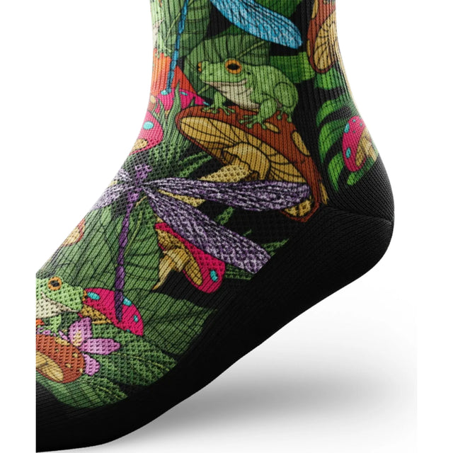 Outway Unfrog-ettable Forest Crew unisex running sock - Green / Multicolour - side view