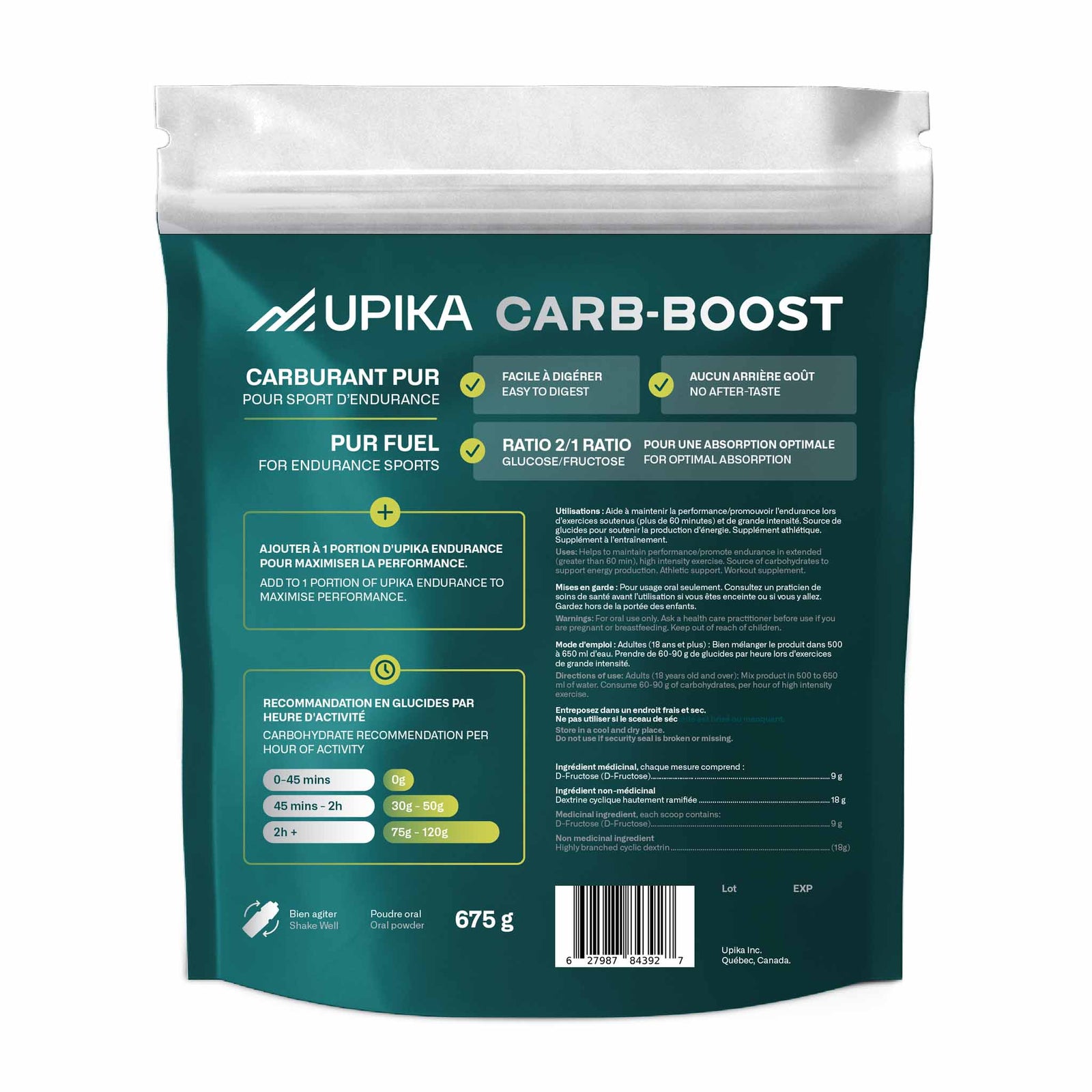 Upika Endurance Upika Carb-Boost Glucides premium pour sport d'endurance - 25 portions
