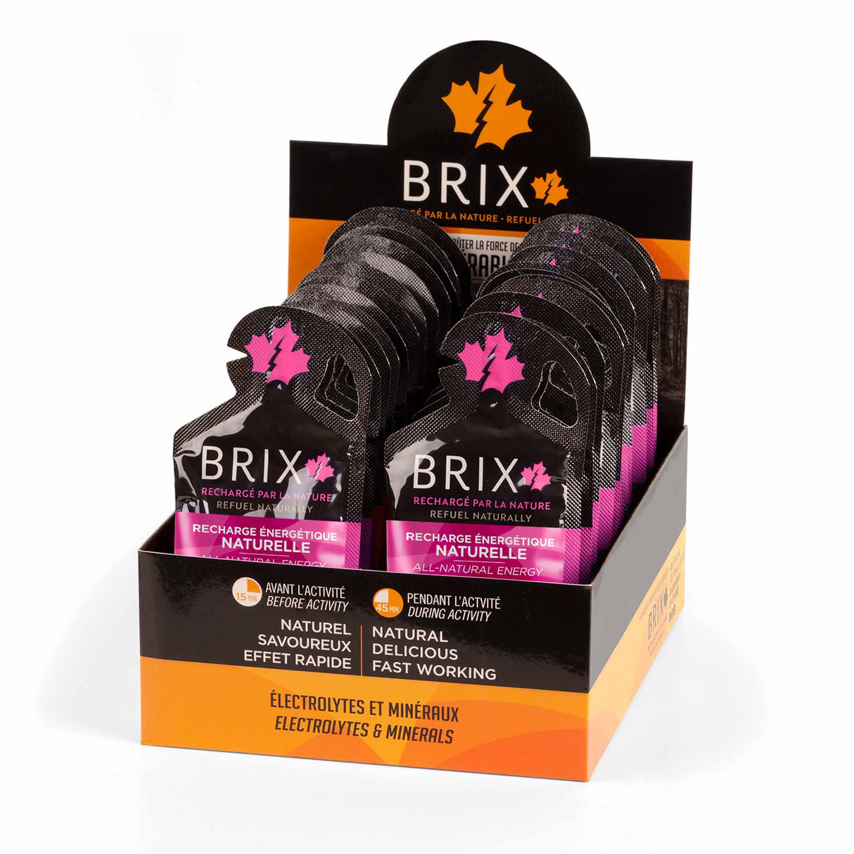 Brix Gels énergétiques à base d'érable - Érable et sel de l'Himalaya