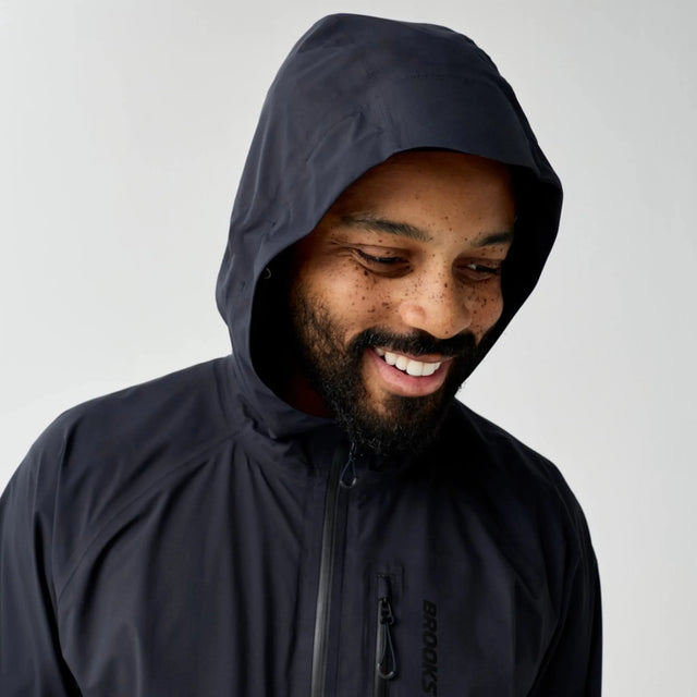 Brooks Canopy Waterproof Jacket veste imperméable homme Noir - détail