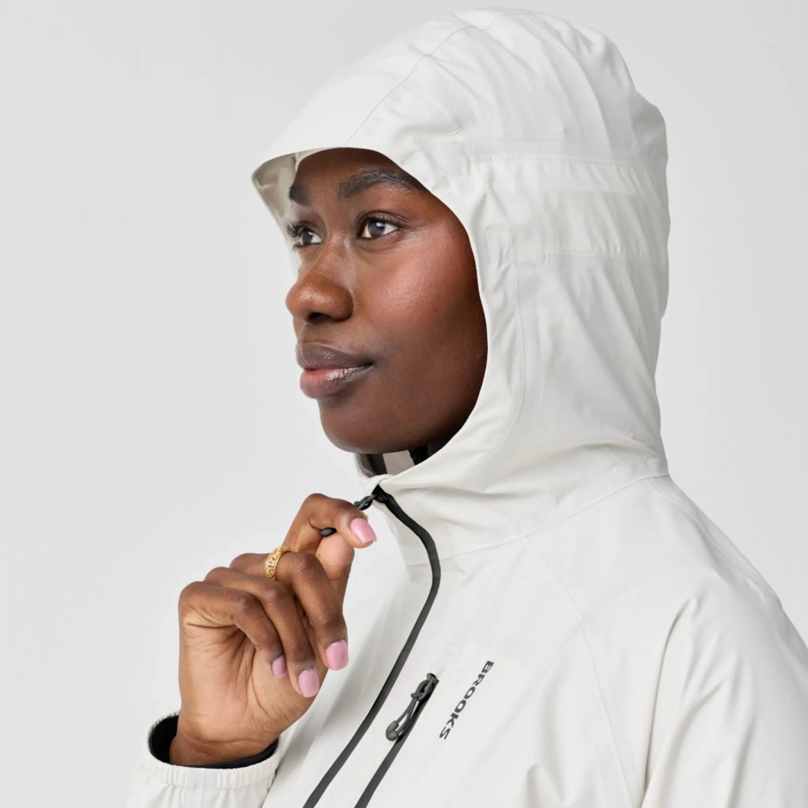 Brooks Canopy Waterproof Jacket veste imperméable femme Bone - détail