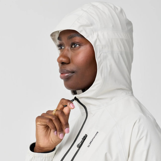 Brooks Canopy Waterproof Jacket veste imperméable femme Bone - détail