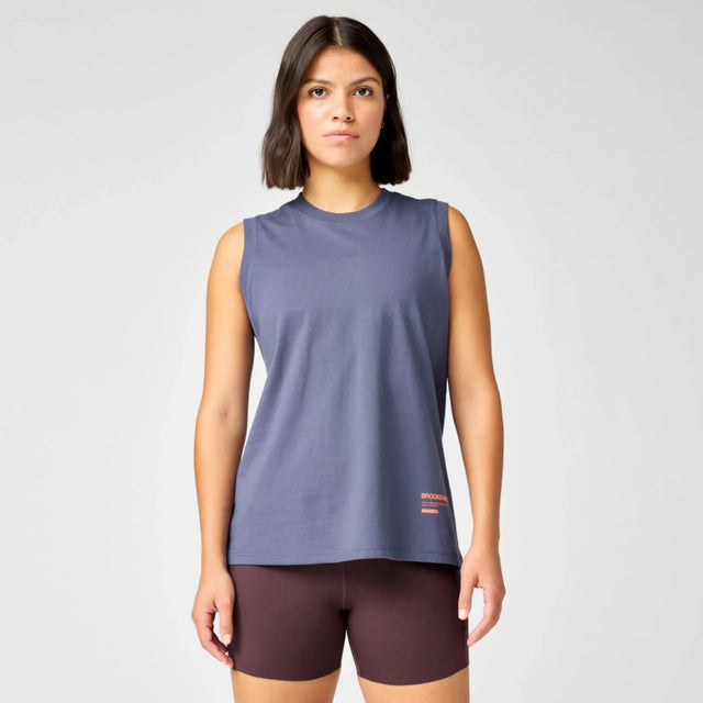 Brooks Graphic camisole de course à pied à imprimé pour femme - Nightfall / Cyber Peach