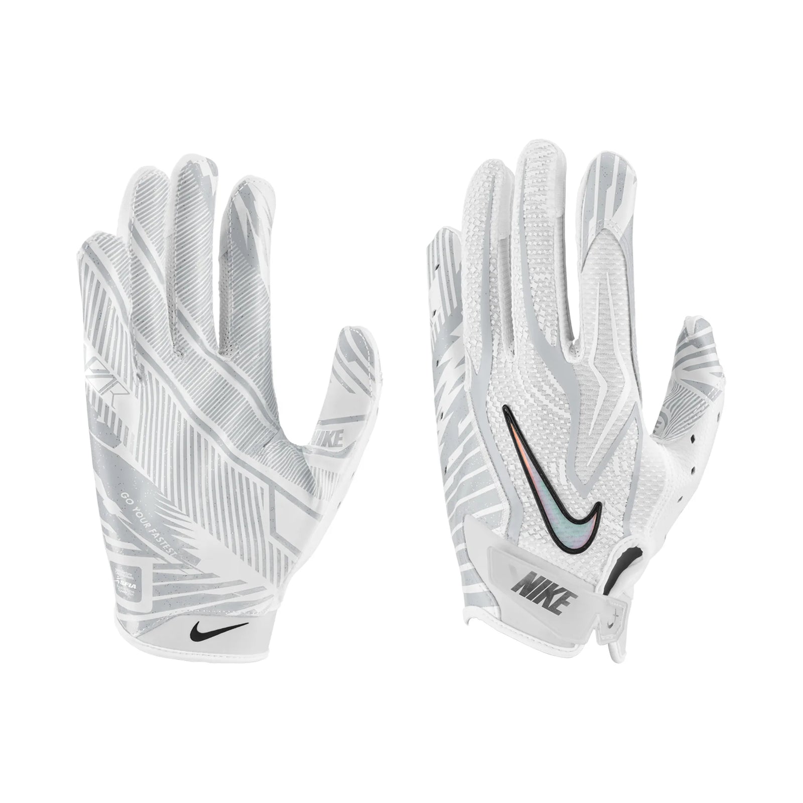 Gant de football Nike Vapor Jet 9.0 FG Energy blanc et platine, vue 3 | Nike Vapor Jet 9.0 FG Energy football glove white platinum, view 3