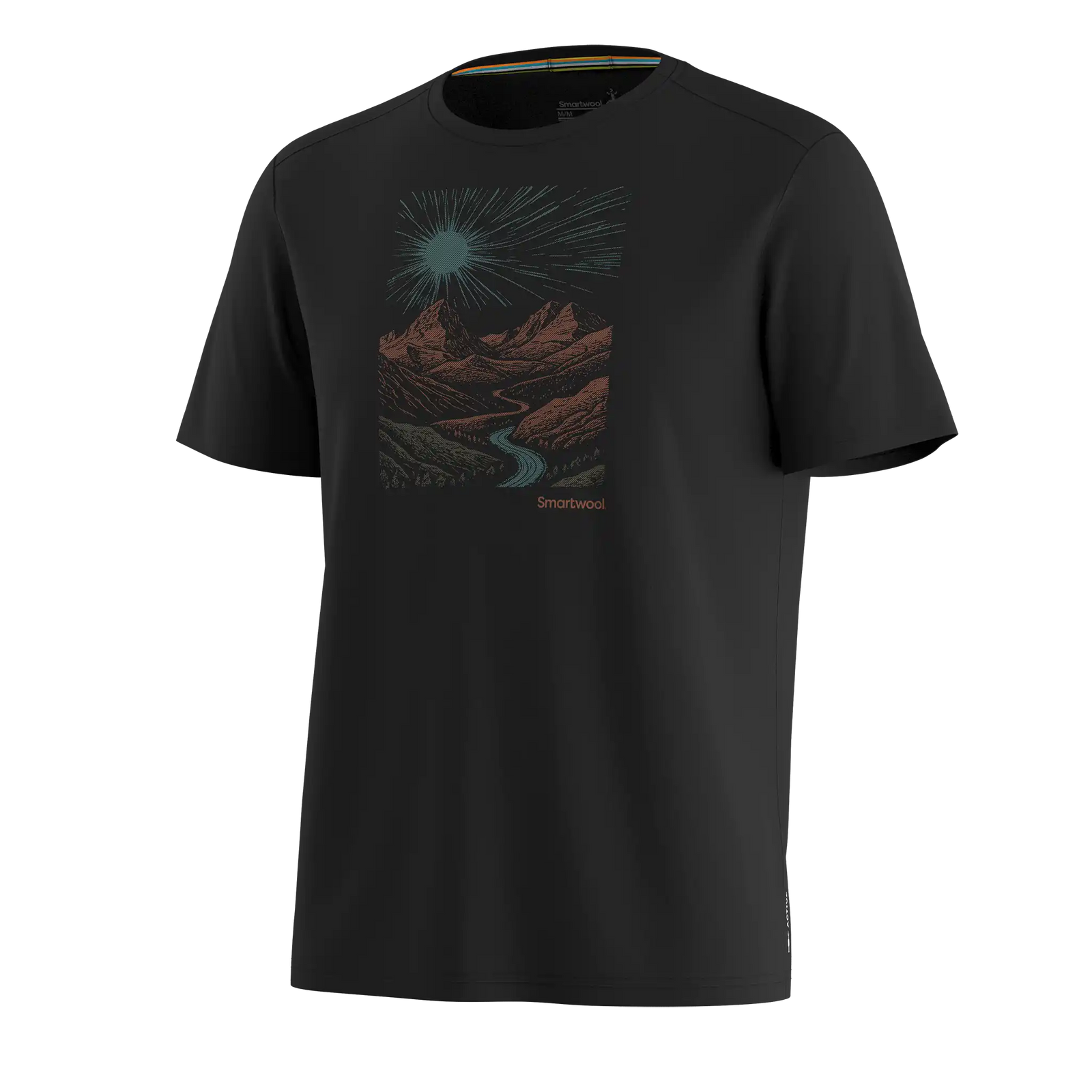 Smartwool Wander Valley men's merino wool short-sleeve graphic tee in black — additional view