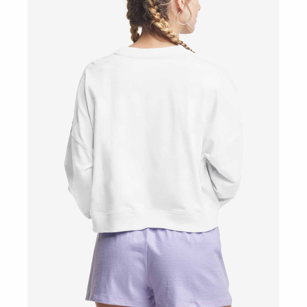 Champion Middleweight Oversized Crew chandail à col rond pour femme blanc vue de dos