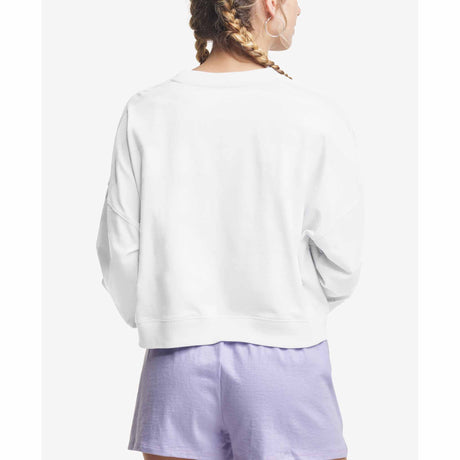 Champion Middleweight Oversized Crew chandail à col rond pour femme blanc vue de dos
