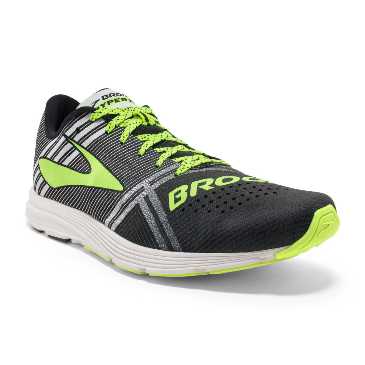 Chaussure de course a pied homme Brooks Hyperion noir jaune veu lat ant
