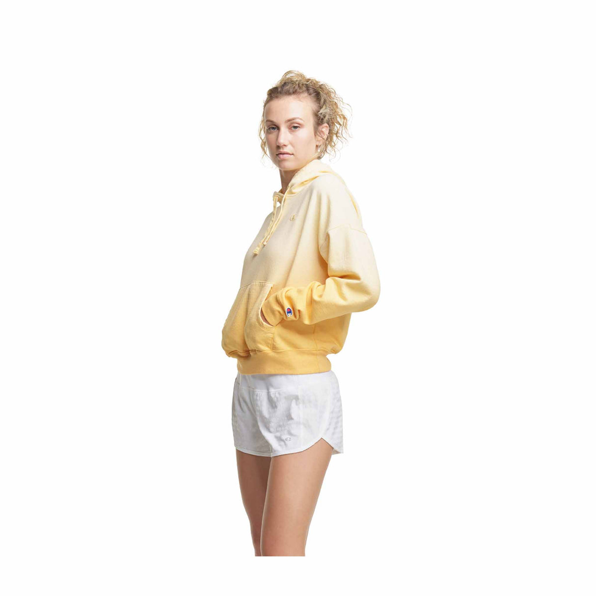 Champion Powerblend Relaxed Ombre Hoodie Chandail à capuche pour femme Adobe Wall Tan Ombre vue de côté