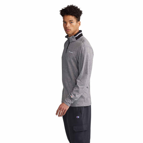 Champion City Sport 1/4 Zip script logo pour homme gris vue de côté