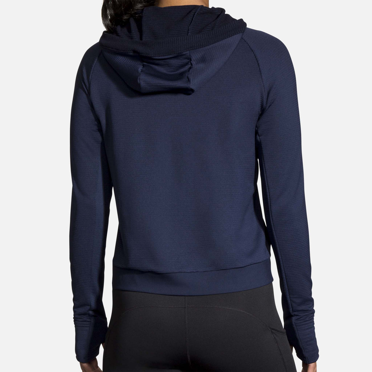 Brooks Notch Thermal Hoodie chandail de course à pied bleu marine femme dos