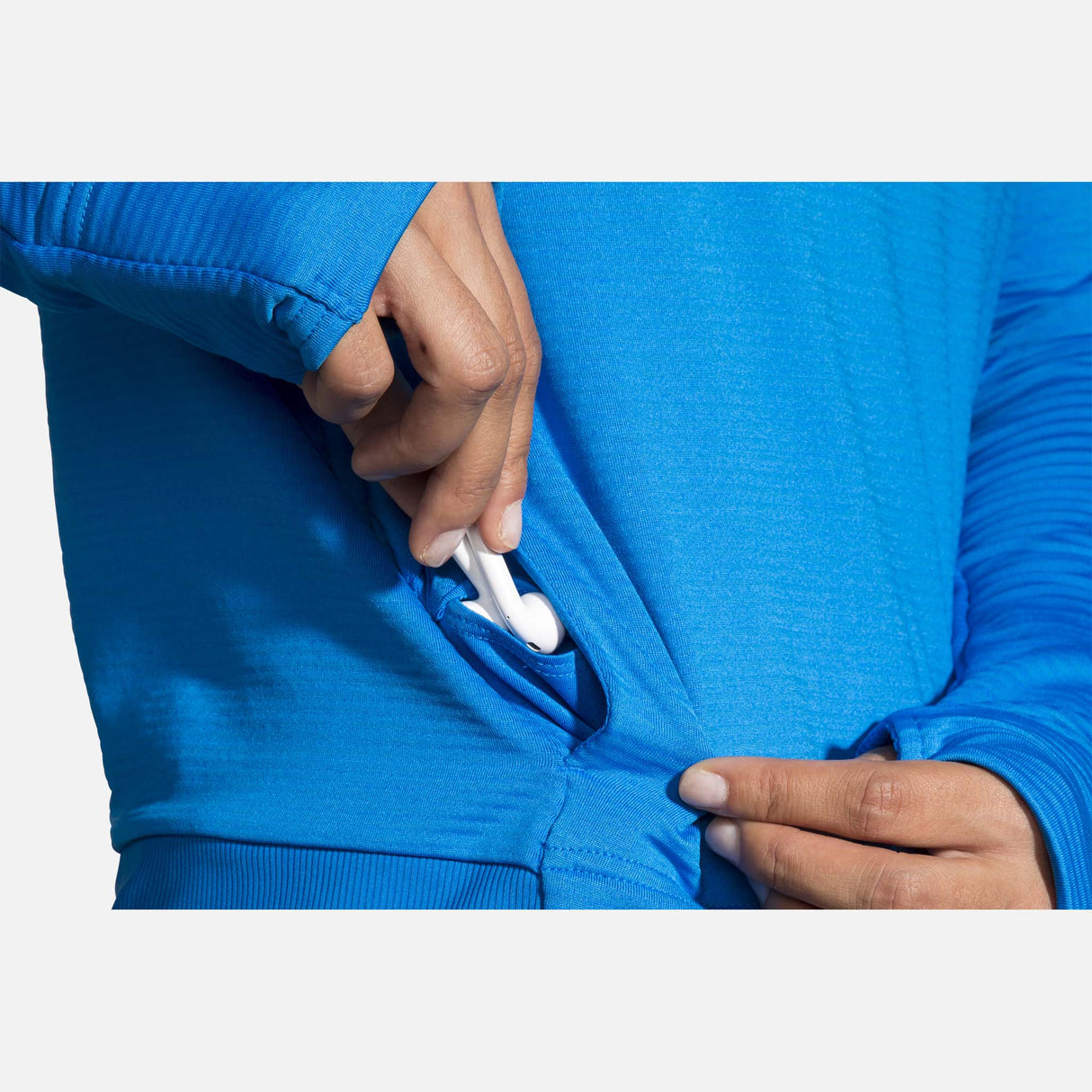 Brooks Notch Thermal Hoodie chandail de course à pied blue bolt femme pochette 2