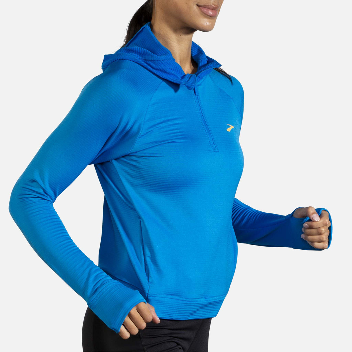 Brooks Notch Thermal Hoodie chandail de course à pied blue bolt femme lateral