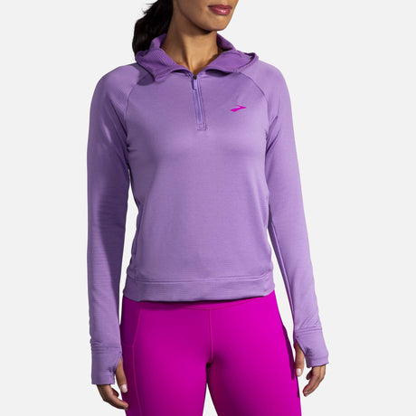 Brooks Notch Thermal Hoodie chandail de course à pied heliotrope femme face 2