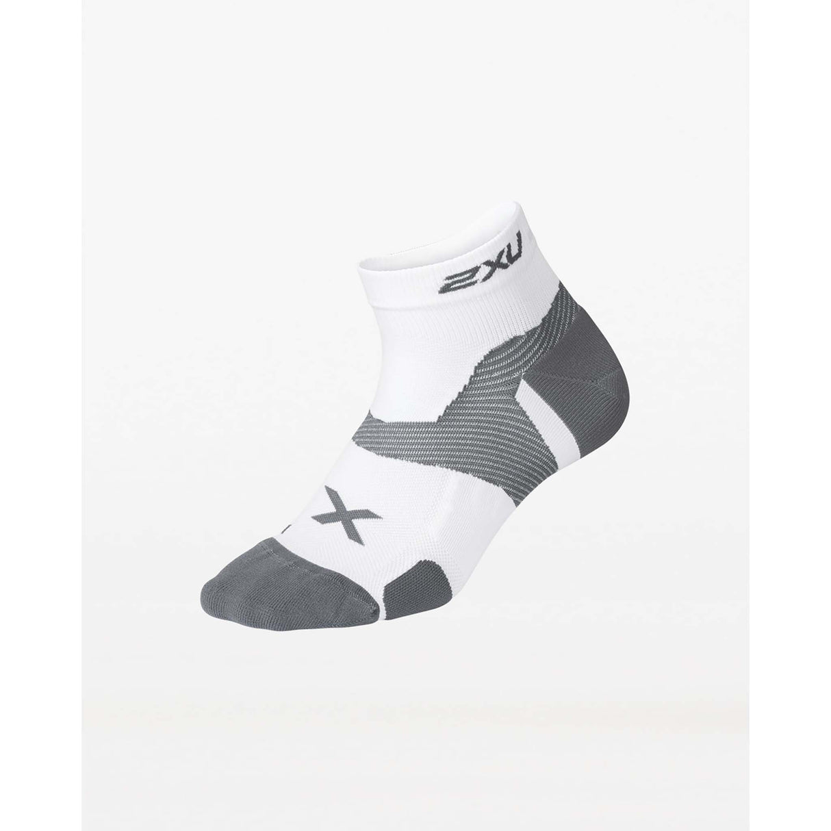 2XU 1/4 Crew Vectr Cushion run socks blanc gris