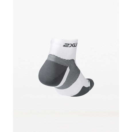 2XU 1/4 Crew Vectr Cushion run socks blanc gris talon