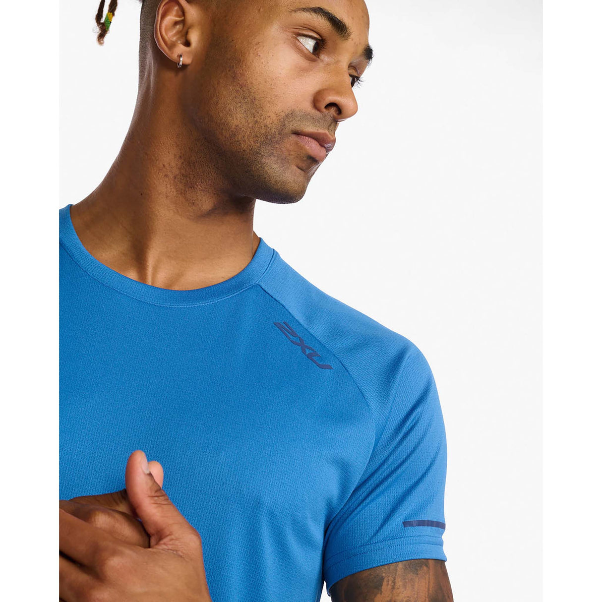 2XU Aero Tee t-shirt de course à pied medieval blue homme col