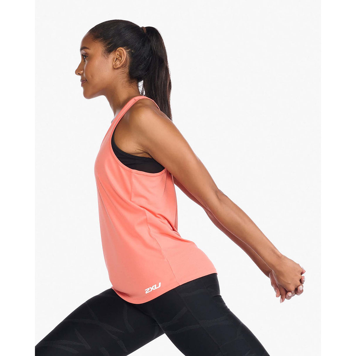 2XU Aero Singlet camisole de course à pied hyper coral femme lateral