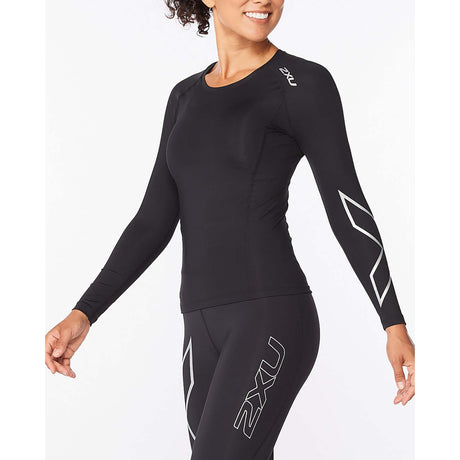 2XU Core chandail de compression noir argent femme lateral