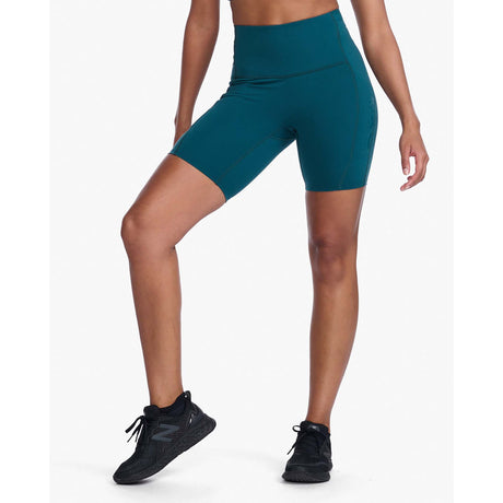 2XU Form Stash Hi-Rise Bike Shorts 2.0 cuissard taille haute deep jade femme face