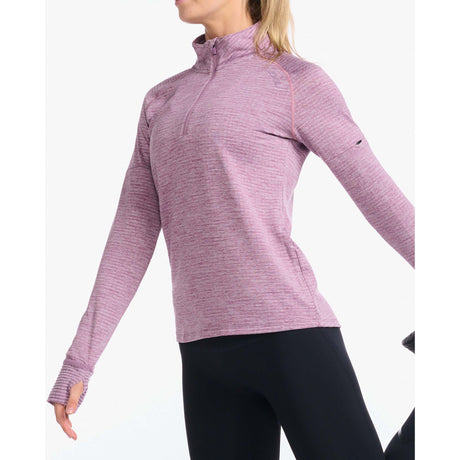 2XU chandail manches longues Ignition 1/4 Zip pour femme orchid mist reflective live