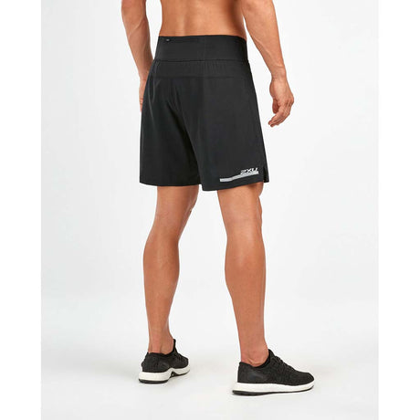Short de course à pied pour homme 2XU Run 2 in 1 noir dos 2
