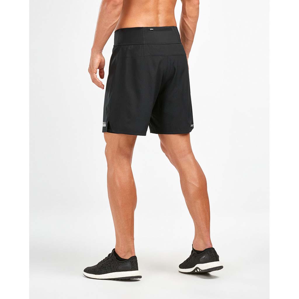 Short de course à pied pour homme 2XU Run 2 in 1 noir dos 3