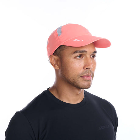 2XU Run Cap casquettes de course à pied homme hypercoral white