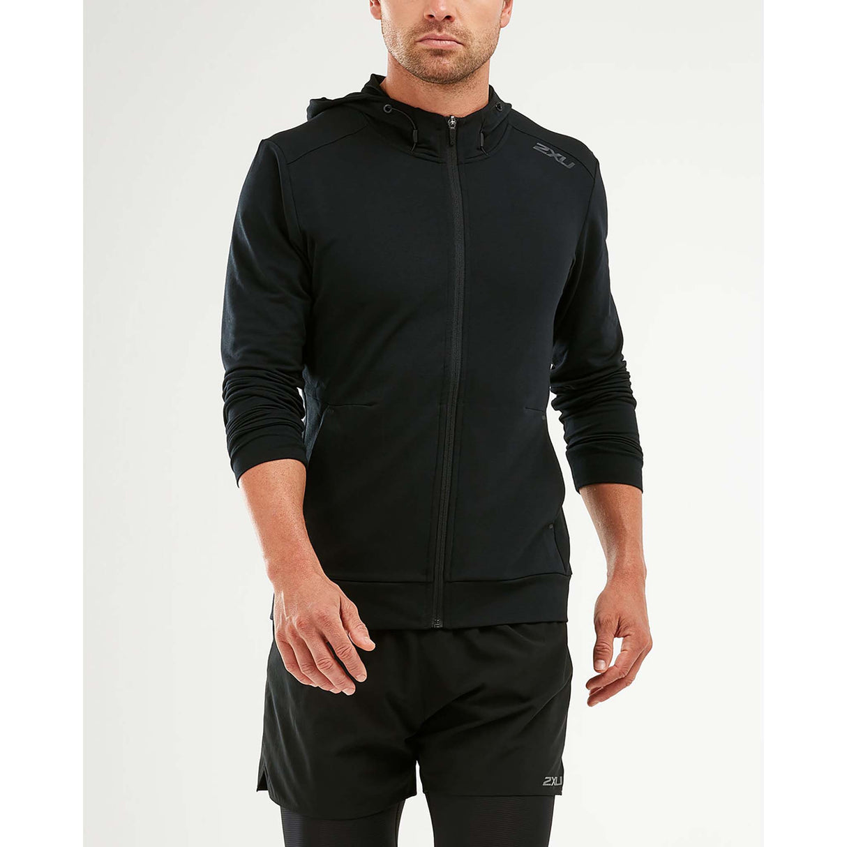 2XU Transit Zip Hoodie chandail kangourou noir homme