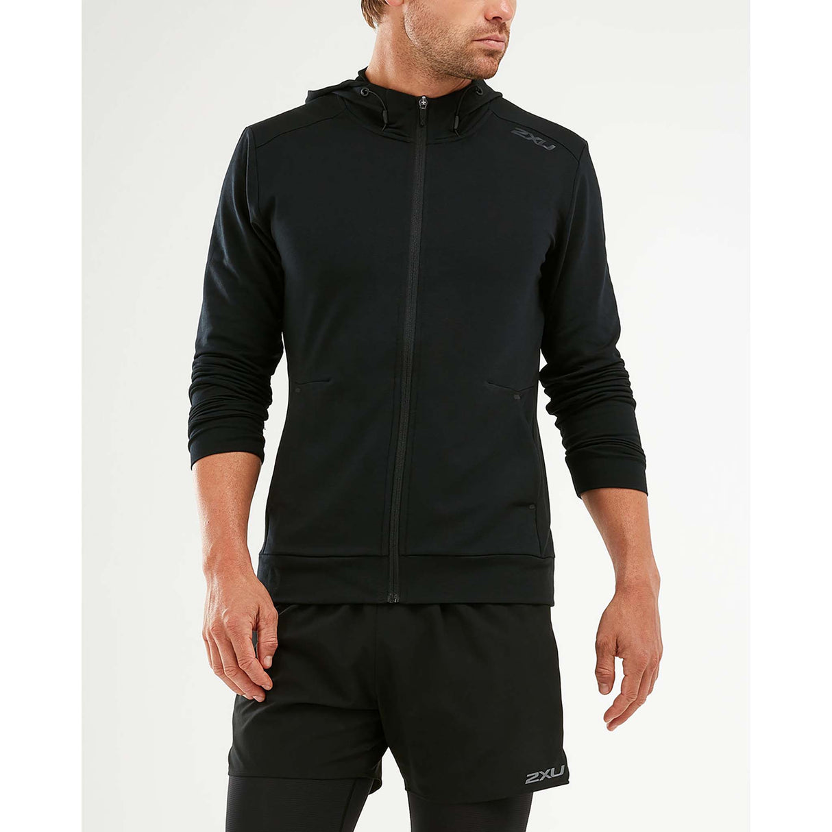 2XU Transit Zip Hoodie chandail kangourou noir homme