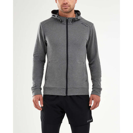 2XU Transit Zip Hoodie chandail kangourou gris homme