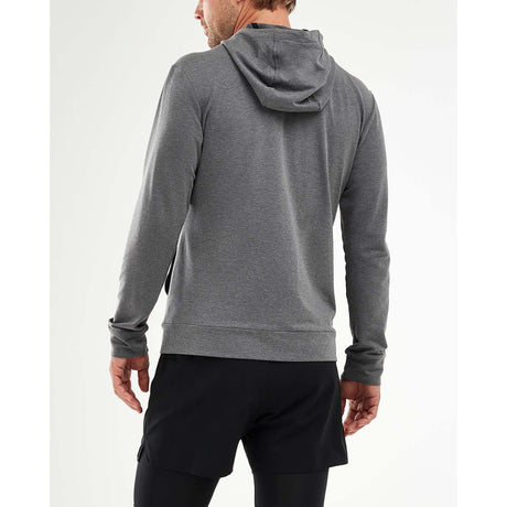 2XU Transit Zip Hoodie chandail kangourou gris homme dos